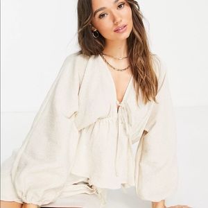 ASOS natural crinkle top oatmeal color